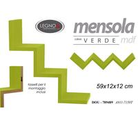 MENSOLA A SCALETTA IN LEGNO CM 59X12X12 COLORE VERDE STUDIO FACILE INSTALLAZIONE