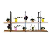 Mensola a soffitto a 2 livelli, mensole sospese industriali con pannello in legno massello e struttura in ferro battuto, mensole sospese, portabottiglie da cucina per bar, caffetteria(90x30x80cm)