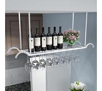 Mensola a soffitto, mensola per vino in metallo con portabicchiere, mensole galleggianti per unità bar, portabottiglie sospeso a strato singolo, portabicchieri per vino, per sala da pranzo,