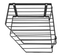 Mensola angolare a 2 ripiani in metallo nero, salvaspazio, per cucina, pentole, padelle e accessori da bagno, supporto moderno per la casa