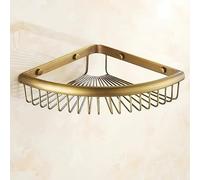 Mensola angolare a tre livelli con ganci e cestino in rete, elegante organizer a forma di ventaglio per bagno e decorazione salvaspazio
