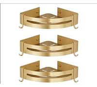 Mensola angolare da bagno in oro spazzolato, mensola portaoggetti triangolare da parete, organizer salvaspazio, elegante mensola per doccia per arredamento moderno del bagno, foratura necessaria.