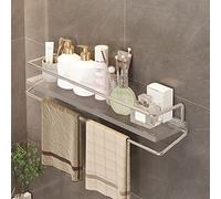 Mensola angolare da doccia, in acrilico trasparente, da parete, per bagno e cucina, design a 2 strati con portasciugamani, ideale per cosmetici e prodotti per la pelle