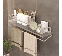 Mensola angolare da doccia, in acrilico trasparente, da parete, per bagno e cucina, design a 2 strati con portasciugamani, ideale per cosmetici e prodotti per la pelle