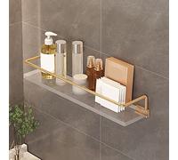 Mensola angolare da doccia, in acrilico trasparente, da parete, per bagno e cucina, design a 2 strati con portasciugamani, ideale per cosmetici e prodotti per la pelle