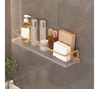 Mensola angolare da doccia, in acrilico trasparente, da parete, per bagno e cucina, design a 2 strati con portasciugamani, ideale per cosmetici e prodotti per la pelle