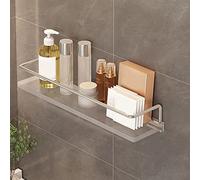 Mensola angolare da doccia, in acrilico trasparente, da parete, per bagno e cucina, design a 2 strati con portasciugamani, ideale per cosmetici e prodotti per la pelle