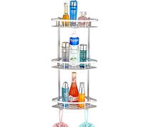 Mensola angolare da doccia senza foratura, mensola da doccia, mensola da bagno, per shampoo, detergente in alluminio, 3 livelli