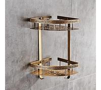 Mensola angolare in alluminio per doccia in bronzo anticato a due livelli portasapone da parete per bagno nizer per shampoo e bagno, design salvaspazio