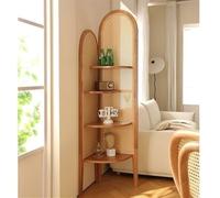 Mensola angolare in Legno Alta e Indipendente, libreria Versatile e scaffale portaoggetti, scaffalatura angolare Decorativa in Rattan per Camera da Letto, Soggiorno, organizzazione della CAS