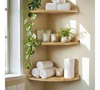 Mensola Angolare in Legno Decorativo Scaffale Angolare Rustico Gestione Cavi
