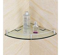 Mensola angolare in vetro con bordo rotondo per bagno e doccia, resistente ed elegante, perfetto per organizzare articoli da toeletta e accessori