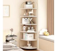 Mensola angolare, libreria angolare a 6 ripiani, supporto per piante ad angolo aperto, struttura in metallo, facile da montare, per piccoli spazi, ufficio, soggiorno, camera da letto (dimensioni
