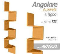 Mensola Angolare Libreria Scaffale Parete Moderna 5 Ripiani Angolo ARANCIO 123cm