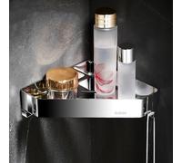 Mensola angolare per doccia, 4 ripiani, a parete, per bagno e cucina, ripiani galleggianti antiruggine con gancio per dentifricio e shampoo (argento, 1 strato)