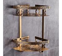 Mensola angolare per doccia, da bagno, a parete, in bronzo antico, in alluminio, scolpita, per riporre e scolare bottiglie di condimento da cucina, mensola organizer antiruggine ad angolo singolo