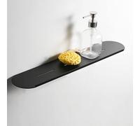 Mensola angolare per doccia, montaggio a parete, antiruggine, per bagno e cucina, 50 cm, scolapiatti per shampoo, cosmetici e spezie (scaffale ovale 50 cm, nero)