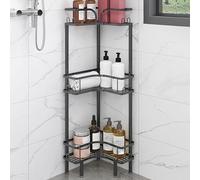 Mensola angolare per doccia, senza fori, autoportante, porta shampoo e sapone, Lar Capaci, per bagno e cucina (2 ripiani, bianco)