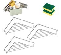 Mensola Angolare Per Lavello In Acciaio Inox Con Griglia Triangolare (3pc) | Scolapiatti Angolare Per Lavello In Acciaio Inox, Drenaggio E Bordo Rialzato, Drenaggio Rapido, Riduce L'accumulo Di Liquidi