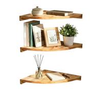 Mensola angolare sospesa, da parete, rustica, in legno di noce scuro con staffe nascoste, per decorare la camera da in vaso, piccola biblioteca e cucina verticale
