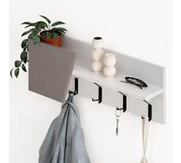 Mensola Appendiabiti da Parete Attaccapanni 74 cm Bianco e Beige Chiaro