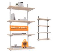 Mensola Bianco Kit Legno Galleggiante Scaffale Libri Altezza 50-150cm 80cm Ampio