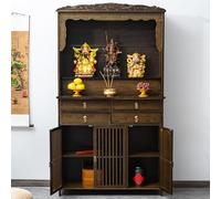 Mensola Buddista Nicchia Con Cassetto E Doppio Armadietto, D'altare Buddista Statua Stand Con Luce LED Integrata, Temple Vetrina Forniture Buddiste Per Nicchia, Offerta E Decorazione Del Tempio