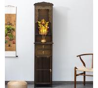 Mensola Buddista Nicchia Con Cassetto E Doppio Armadietto, D'altare Buddista Statua Stand Con Luce LED Integrata, Temple Vetrina Forniture Buddiste Per Nicchia, Offerta E Decorazione Del Tempio