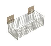 Mensola Cestini sospesi a parete for bagno, cucina, soggiorno, contenitore for doccia in rete di acciaio inossidabile, cestelli portaoggetti adesivi galleggianti,per bagno(Silver,28cm)