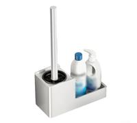 Mensola compatta da appendere alla parete con scopino per WC per un facile accesso e per lo stile del bagno (bianco)