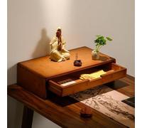 Mensola compatta in bambù for altare con cassetto portaoggetti nascosto, tavolo da meditazione spirituale, arredamento for la casa(60cm/23.6in)
