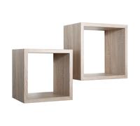 MODULARREDO | Q-BIS MAXI Set di 2 Mensole da Muro, Cubi Arredo, Mensole Cubo, Cubi da Parete, 35x35 p23.7 cm e 31x31 p23.7 cm, Rovere Naturale - Made in Italy