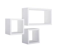 MODULARREDO | TRIBU Set di 3 Mensole da Muro, Cubi Arredo, Mensole Cubo, Cubi Parete, Cubi Portaoggetti, 44x24 p15.5 cm, 20x20 p15.5 cm e 20x20 p15.5 cm, Bianco - Made in Italy