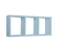 MENSOLA CUBO 3 SCOMPARTI SCAFFALE AZZURRO SOGGIORNO SALOTTO MODERNO TRISTANO