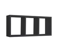 MENSOLA CUBO 3 SCOMPARTI SCAFFALE NERO SOGGIORNO SALOTTO CAMERA MODERNO TRISTANO