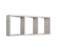 MENSOLA CUBO 3 SCOMPARTI SCAFFALE ROVERE GRIGIO SALOTTO CAMERA MODERNO TRISTANO