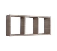 MENSOLA CUBO 3 SCOMPARTI SCAFFALE ROVERE SOGGIORNO SALOTTO MODERNO TRISTANO