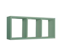 MENSOLA CUBO 3 SCOMPARTI SCAFFALE VERDE ACQUA SALOTTO CAMERA MODERNO TRISTANO