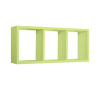 MENSOLA CUBO 3 SCOMPARTI SCAFFALE VERDE SOGGIORNO SALOTTO MODERNO TRISTANO