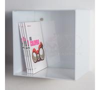 Mensola Cubo cm 25 in plexiglass colorato bianco espositore da parete