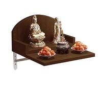 Mensola da altare buddista in legno massello con supporto in metallo, XL, tavolo da preghiera per la casa Guanyin & Wealth Dio Display perfetto per pratiche spirituali Finitura marrone