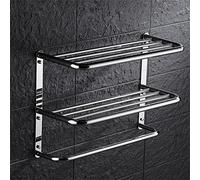 Mensola da bagno a parete a 3 ripiani in acciaio inox 304 con finitura cromata e porta asciugamani (dimensioni: 57 cm)