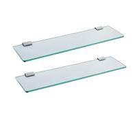 Mensola da bagno a parete in vetro 25 cm, in vetro temperato e staffa cromata per bagno, camera da letto, cucina, balcone, soluzione di archiviazione durevole ed elegante