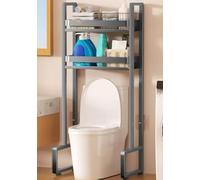 Mensola da bagno autoportante regolabile in altezza a 2/3 livelli, scaffale salvaspazio con tappetino antiscivolo, perfetto per soluzioni di archiviazione del bagno e WC