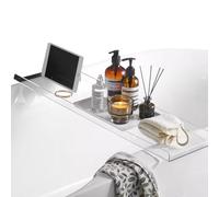 Mensola da bagno in acrilico trasparente per vasca da bagno per riporre bombe da bagno sopra la vasca da bagno ed elegante contenitore da bagno, perfetto per rilassarsi ed esperienza spa.