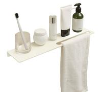 Mensola da Bagno in Alluminio Grigio Canna di Fucile - Senza Fori, a Parete, Con Specchio Frontale, Design Minimalista E Portasciugamani(White,19.685 inch)
