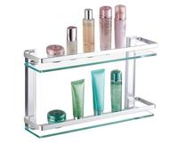 Mensola da Bagno in Vetro, 2 Ripiani Portasciugamani da Parete Cestello da Bagno Staffa di Supporto con 8 Mm di Vetro Extra-spesso e Ringhiera Cromata