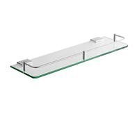 Mensola da bagno in vetro temperato extra spesso - 1 ripiano rettangolare argento montaggio a parete, elegante soluzione di archiviazione per bagni moderni (30 cm)