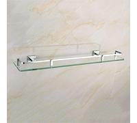 Mensola da bagno moderna in vetro con materiale in rame raffinato, montaggio a parete, mensole per doccia, per riporre il bagno, in vetro temperato spesso, disponibile in 6 misure (80 cm)