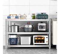Mensola da cucina in acciaio inossidabile, scaffale in metallo a 3 ripiani per microonde, banco da lavoro, ufficio commerciale, garage, ristorante, supporto resistente (80 x 40 x 80 cm)
